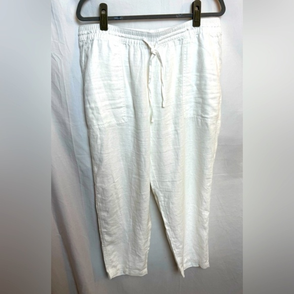 Lands End Women’s White Linen Pants Size 16